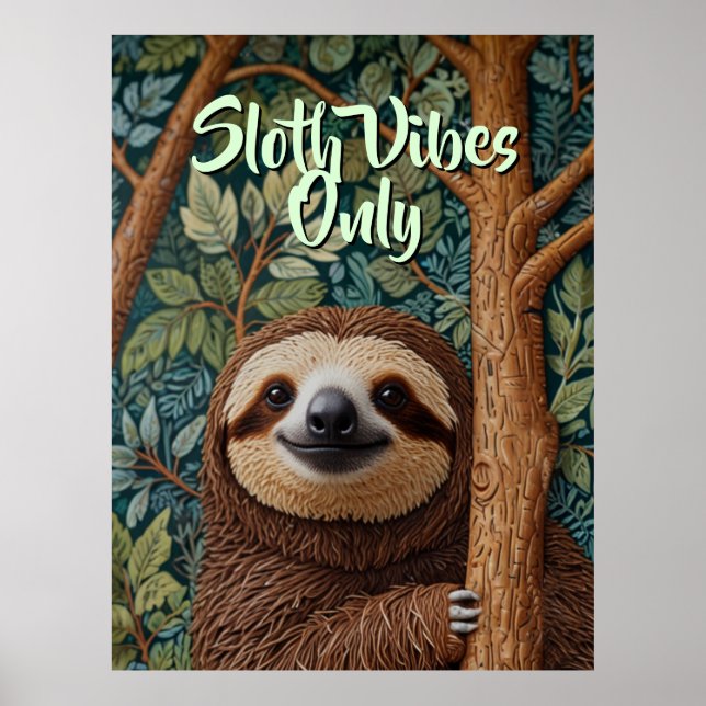 Cute retro boho Sloth Hang in there Poster (Front)