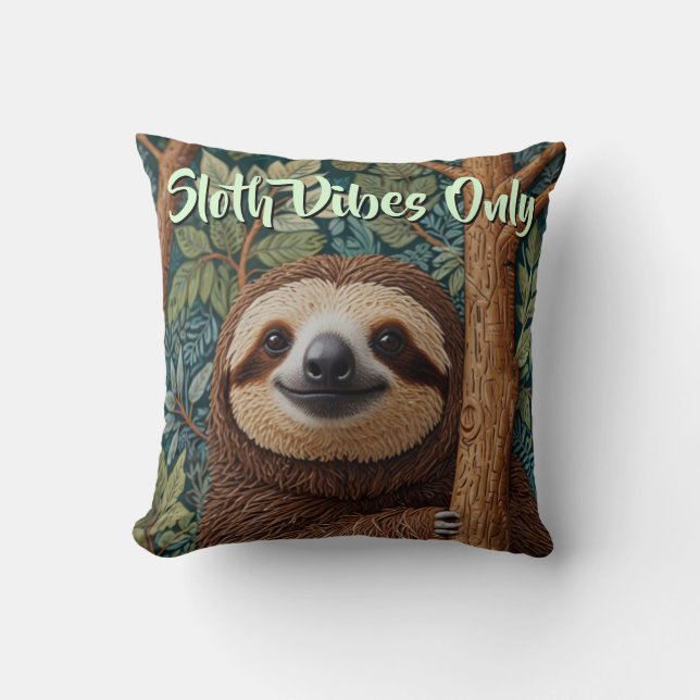 Cute retro boho Sloth Hang in there sloth vibes  Cushion (Front)