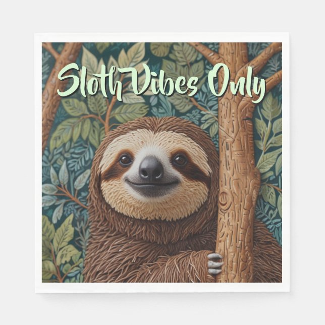 Cute retro boho Sloth Hang in there sloth vibes  Napkin (Front)