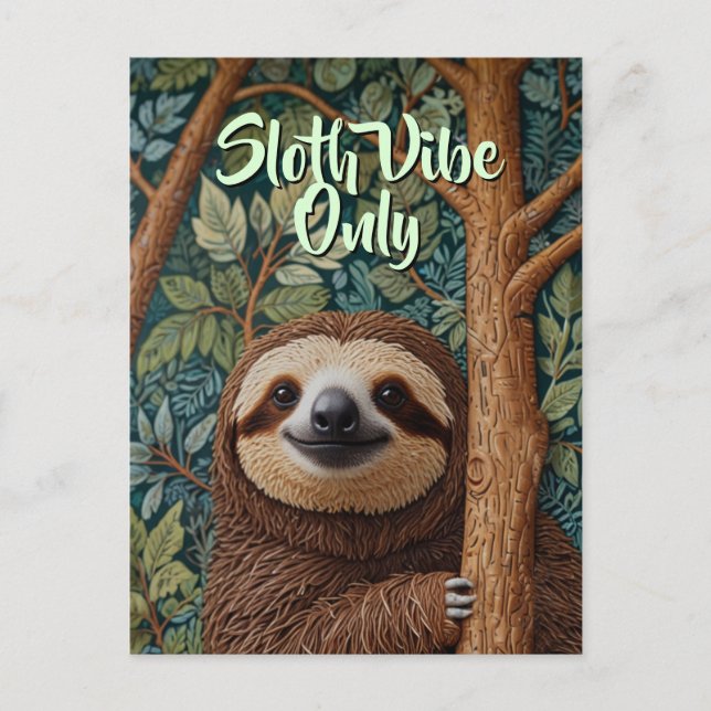 Cute retro boho Sloth Hang in there sloth vibes Postcard (Front)