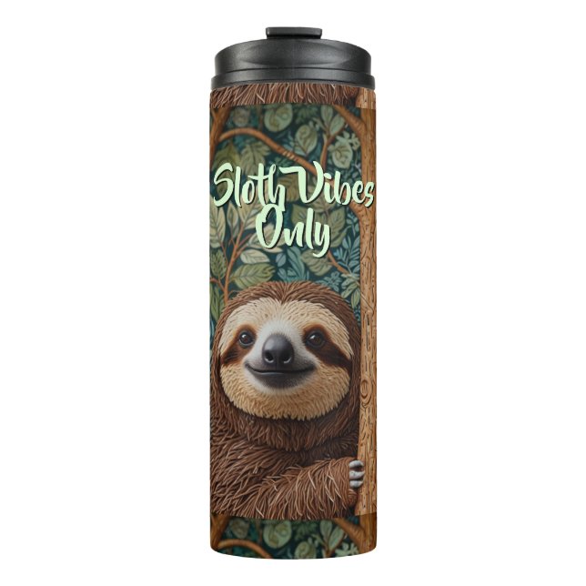 Cute retro boho Sloth Hang in there Thermal Tumbler (Front)