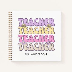 Cute Retro Bold Groovy Teacher  Notebook