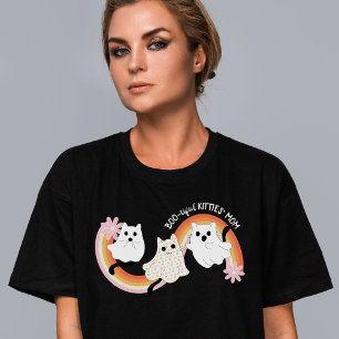 Cute Retro Boo-tiful Ghost Cats Halloween T-Shirt