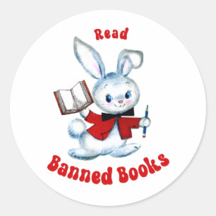 Cute Retro Bunny - Read Banned Books Classic Round Sticker