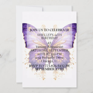Cute Retro Butterfly Design Birthday Party Invitation