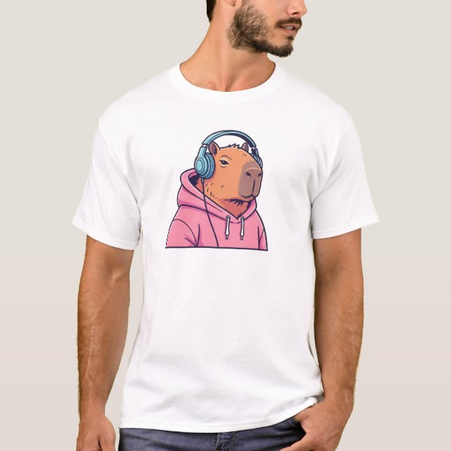 Cute Retro Capybara Streetwear Cartoon T-Shirt (Front)
