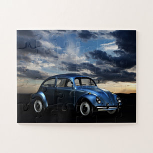CUTE RETRO CAR CLOUDY SKY LANDSCAPE JIGSAW PUZZLE
