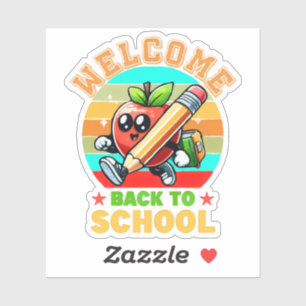 Cute Retro Cartoon Apple Welcome Back To School