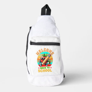 Cute Retro Cartoon Apple Welcome Back To School Sling Bag