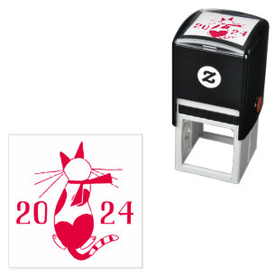 Cute retro cat lover Christmas  Self-inking Stamp