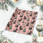 Cute Retro Cats on Pink Christmas Wrapping Paper<br><div class="desc">Cute Christmas cats celebrate the holiday with you on this roll of holiday wrapping paper. Fun kitties, mostly black, have a good time among decorated green yuletide trees, evergreen branches, and white snowflakes on a pink background. Whimsy from a retro illustration for your gift wrapping for those cat lovers on...</div>