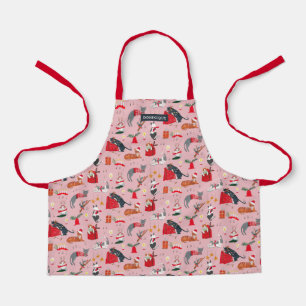 cute retro cats pattern pink Christmas  Apron