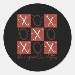Cute Retro Checked Valentine Xoxo The Original Lov Classic Round Sticker
