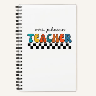 Cute Retro Chequered Teacher Notebook