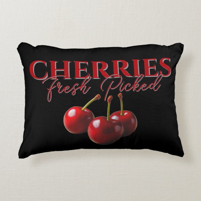 Cute retro Cherries fresh picked  Decorative Cushion (Front)