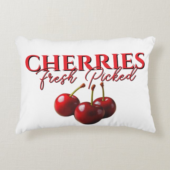 Cute retro Cherries fresh picked  Decorative Cushion (Front)