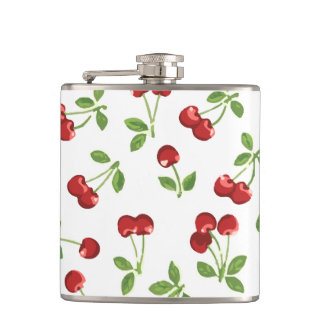 Cute Retro Cherries Hip Flask