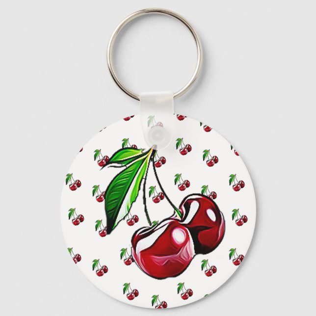 Cute Retro Cherries Key Chain (Front)