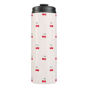Cute Retro Cherry Pattern Sweetheart Glaze Thermal Tumbler