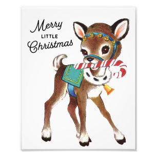 Cute Retro Christmas Deer Wall Art