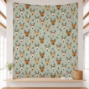 Cute Retro Christmas Doodle Blanket