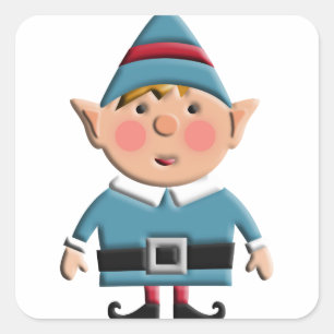 Cute Retro Christmas Elf Square Sticker