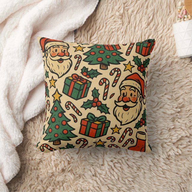Cute retro Christmas icon pattern Cushion (Blanket)