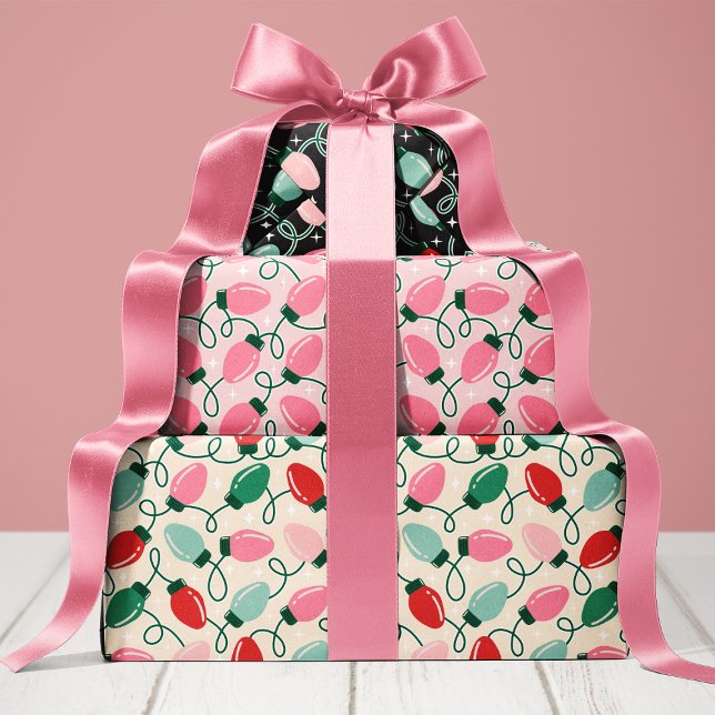 Cute Retro Christmas Lights Wrapping Paper Sheet (Creator Uploaded)
