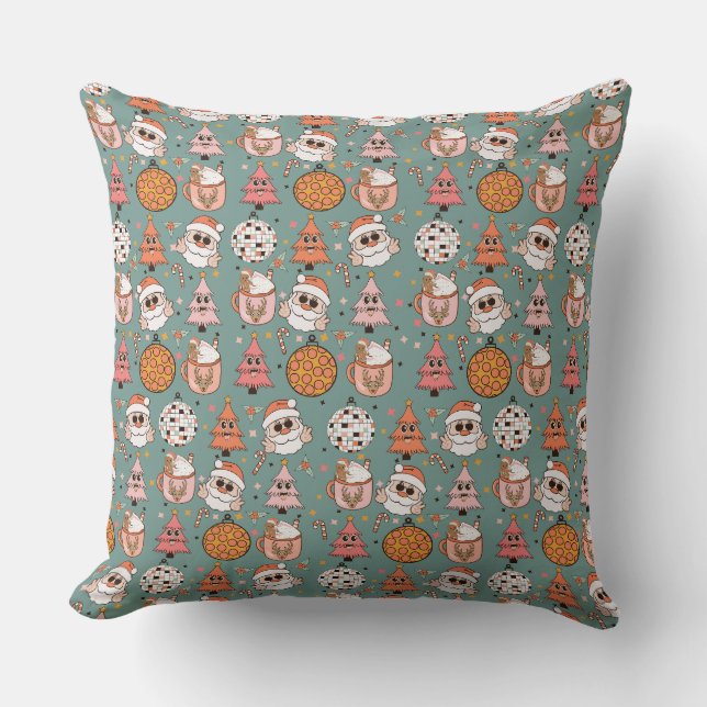 Cute Retro Christmas Pattern Cushion (Front)