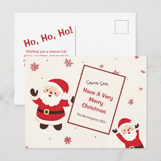 Cute Retro Christmas Santa Postcard (Front/Back)