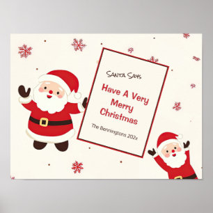 Cute Retro Christmas Santa Poster