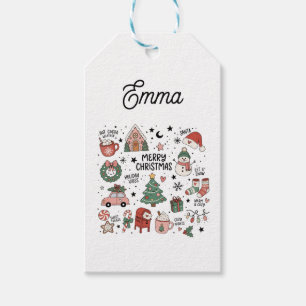 Cute Retro Christmas Set Gift Tags