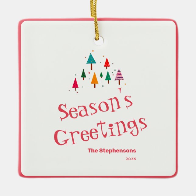 Cute Retro Christmas Tree Ornament (Front)