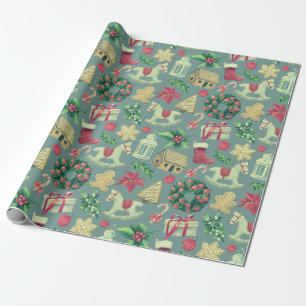 Cute Retro Christmas Wrapping Paper