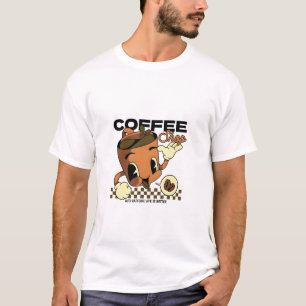 Cute Retro Coffee Cup Character – Coffee Shop T-Shirt