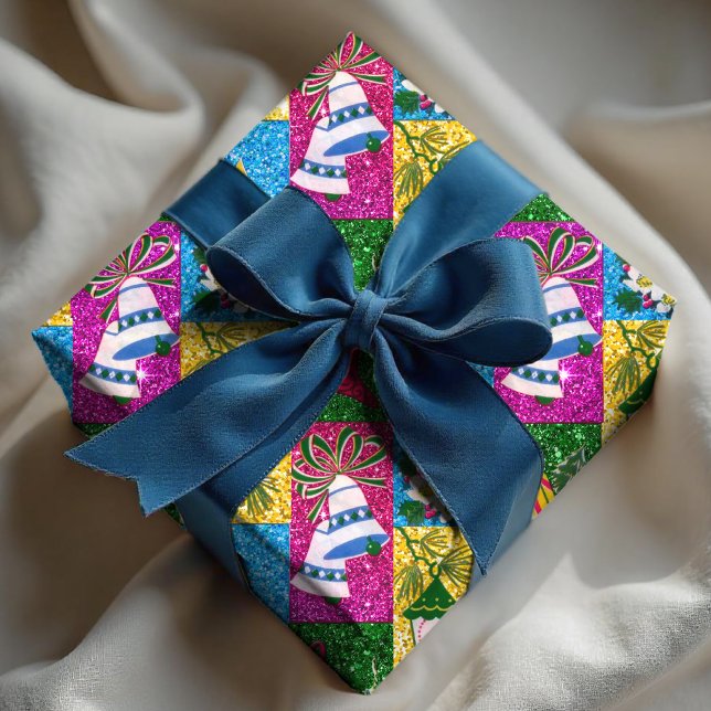 Cute retro colourful collage holidays colourful  wrapping paper (Creator Uploaded)