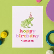 Cute Retro Colourful Frog Personalised Birthday