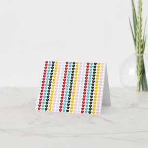 Cute Retro Colourful Hearts Pattern Note Card
