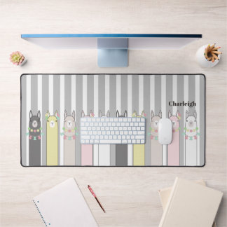 Cute Retro Colourful Llamas Kids Desk Mat