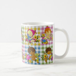 Cute Retro Colourful Patchwork Plaid Baby Shower  Coffee Mug