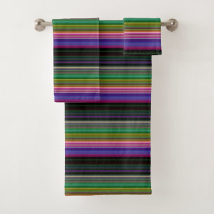 Cute retro colourful stripes bath towel set