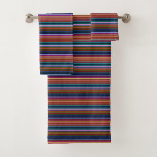 Cute retro colourful stripes bath towel set