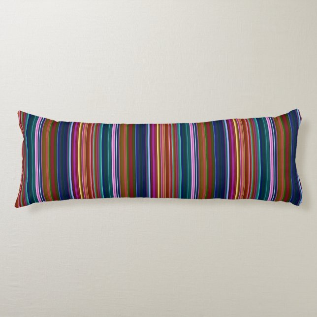 Cute retro colourful stripes body cushion (Front)