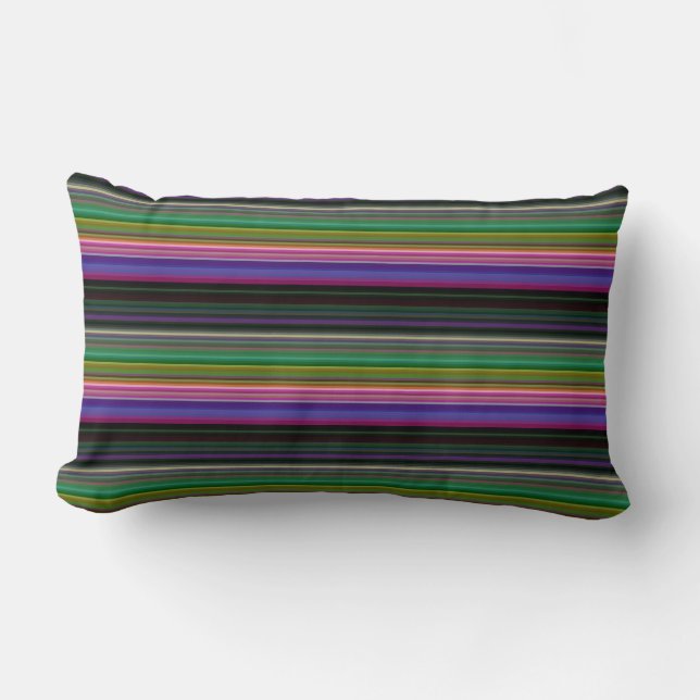 Cute retro colourful stripes lumbar cushion (Front)