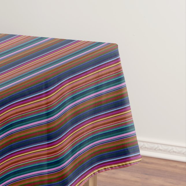 Cute retro colourful stripes tablecloth (In Situ)