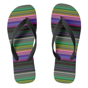 Cute retro colourful stripes thongs