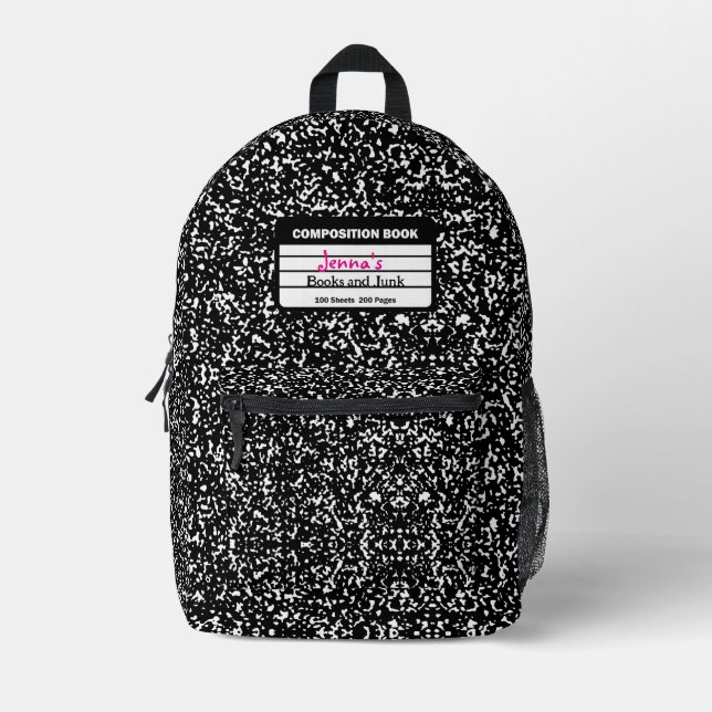 Cute Retro Composition Notebook Print Backpack (Front)