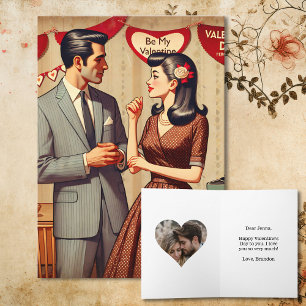 Cute Retro Couple Valentine's Day Personalised Card
