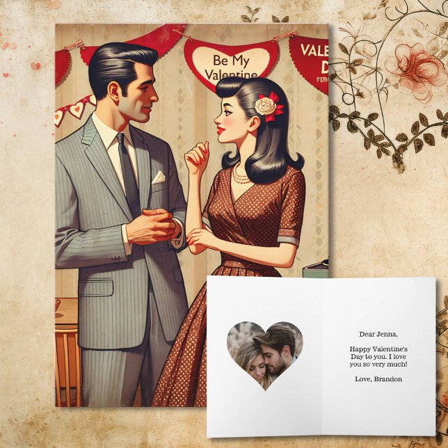 Cute Retro Couple Valentine's Day Personalised Card (Creator Uploaded)