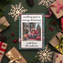 Cute Retro Custom Photo Christmas Holiday Card